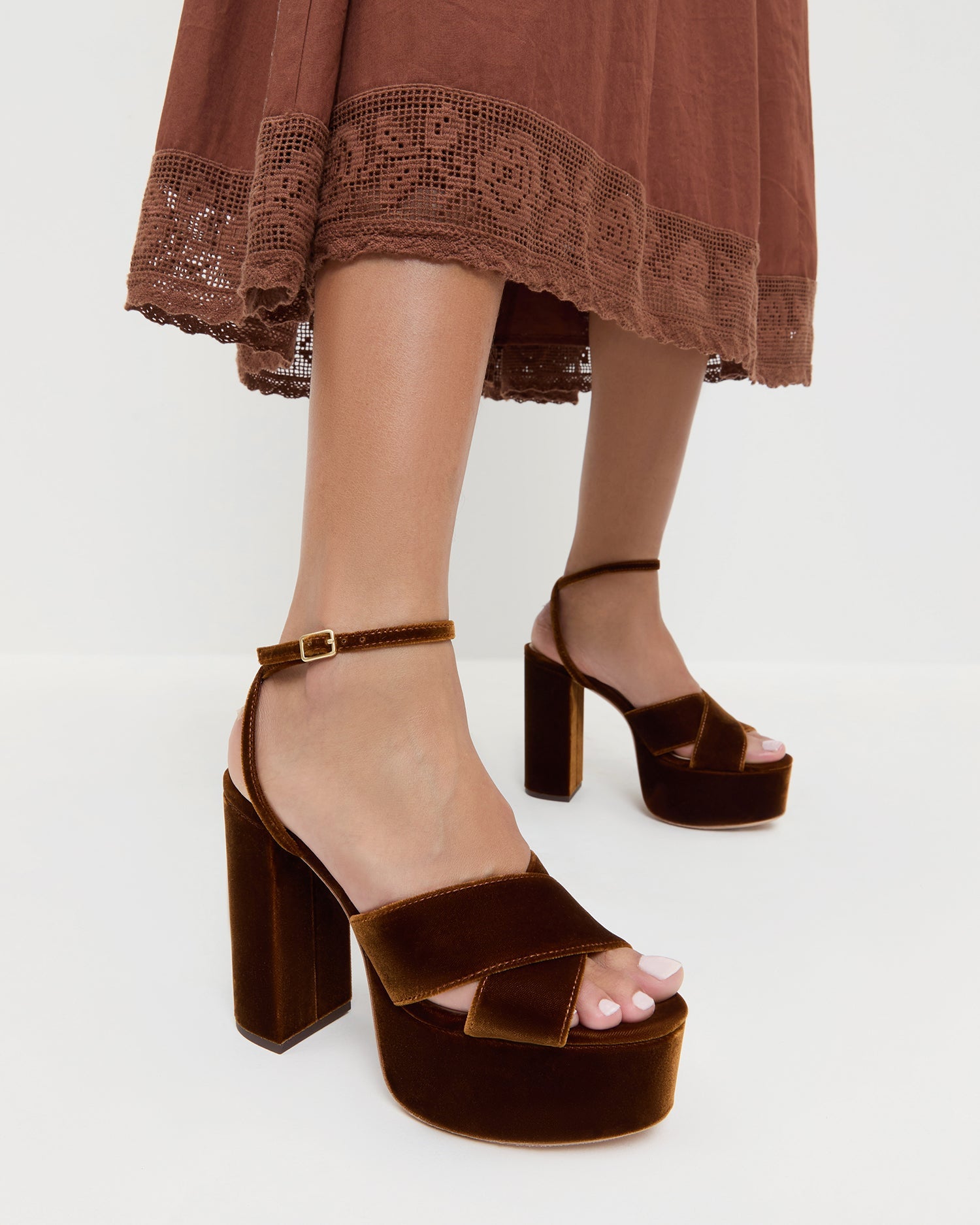 Loeffler Randall / Loretta Brown Velvet Platform Sandal