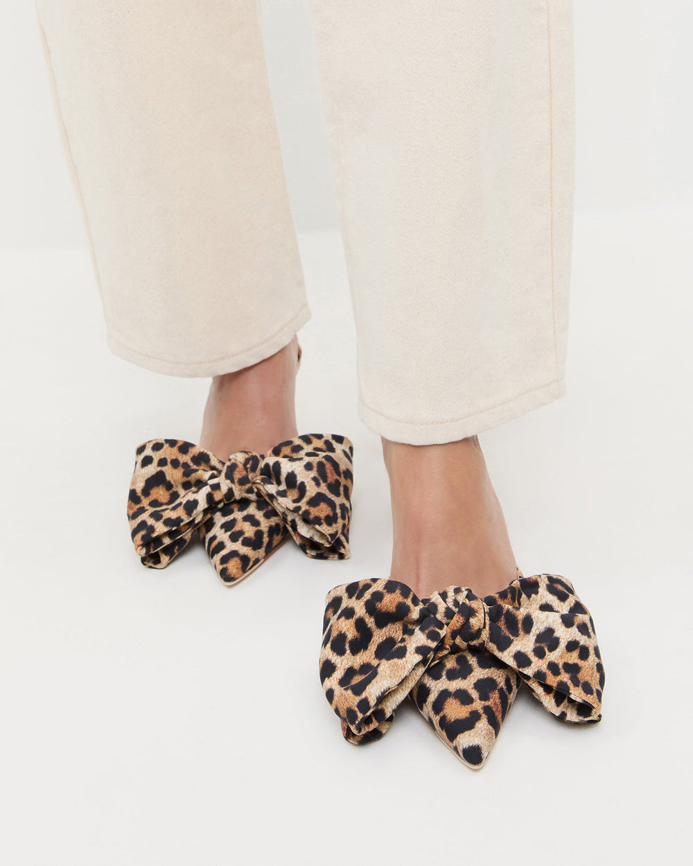 Loeffler Randall / Margot Leopard Jersey Bow Mule