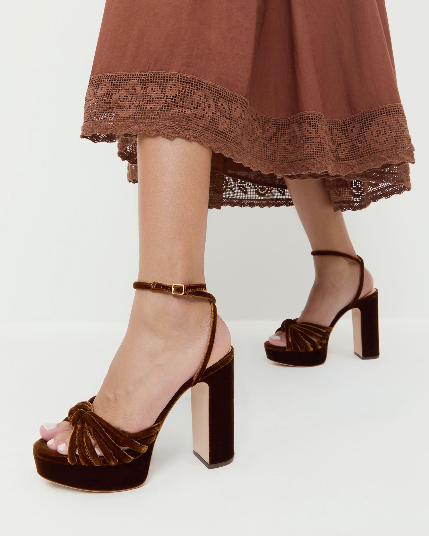 Loeffler Randall / Rivka Brown Velvet Platform Sandal