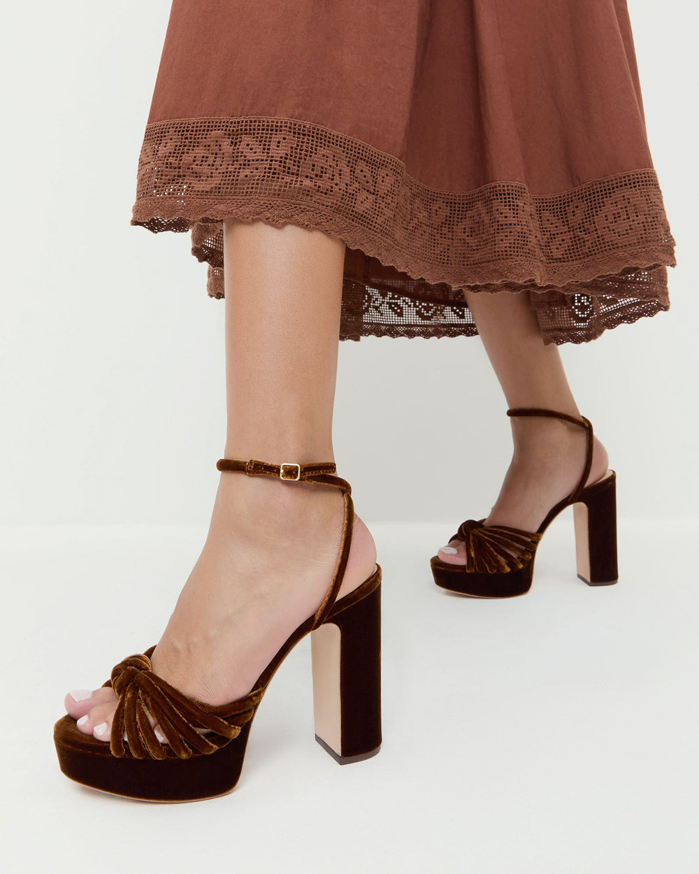 Loeffler Randall / Rivka Brown Velvet Platform Sandal