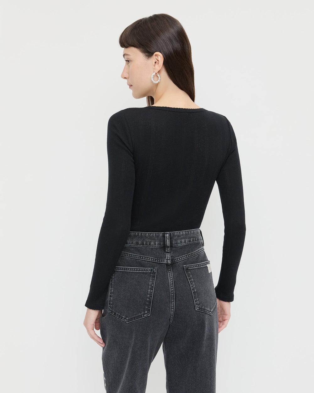 Loeffler Randall / Kaya Pointelle Long-Sleeve Bodysuit